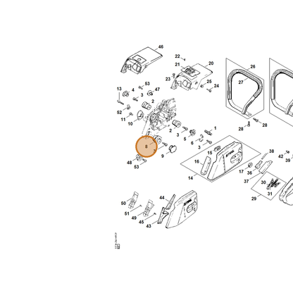 STIHL part 1121-790-9909 — IPL diagram snippet (6x zoom, amber highlight)