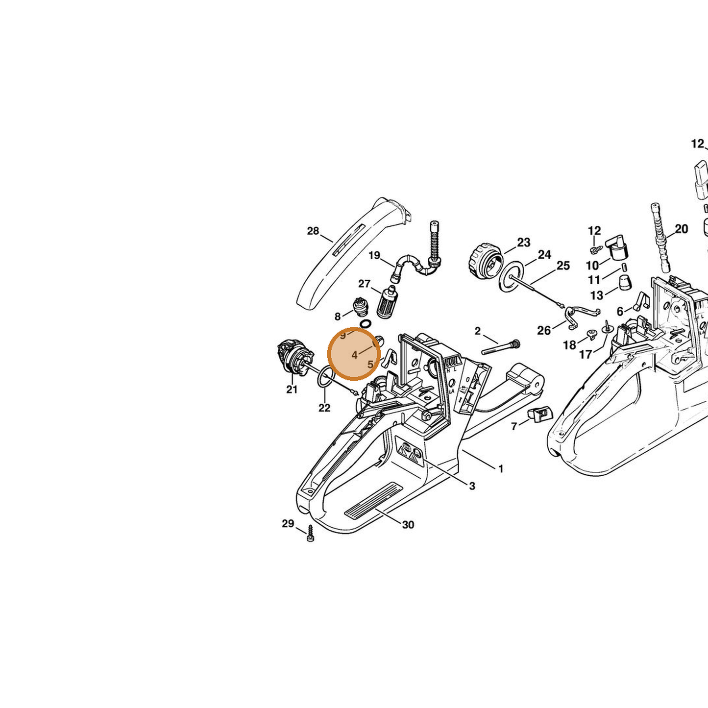 STIHL part 1121-791-2800 — IPL diagram snippet (6x zoom, amber highlight)