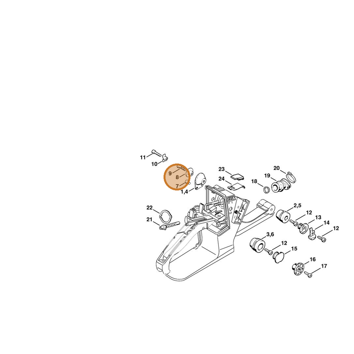 STIHL part 1121-791-7202 — IPL diagram snippet (6x zoom, amber highlight)