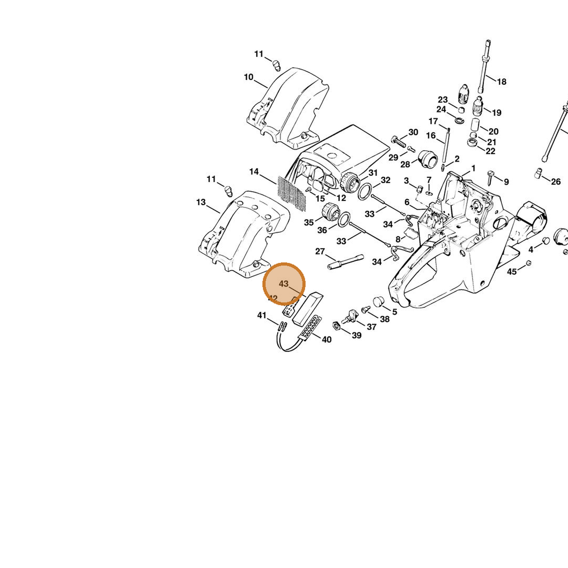 STIHL part 1121-791-9000 — IPL diagram snippet (6x zoom, amber highlight)