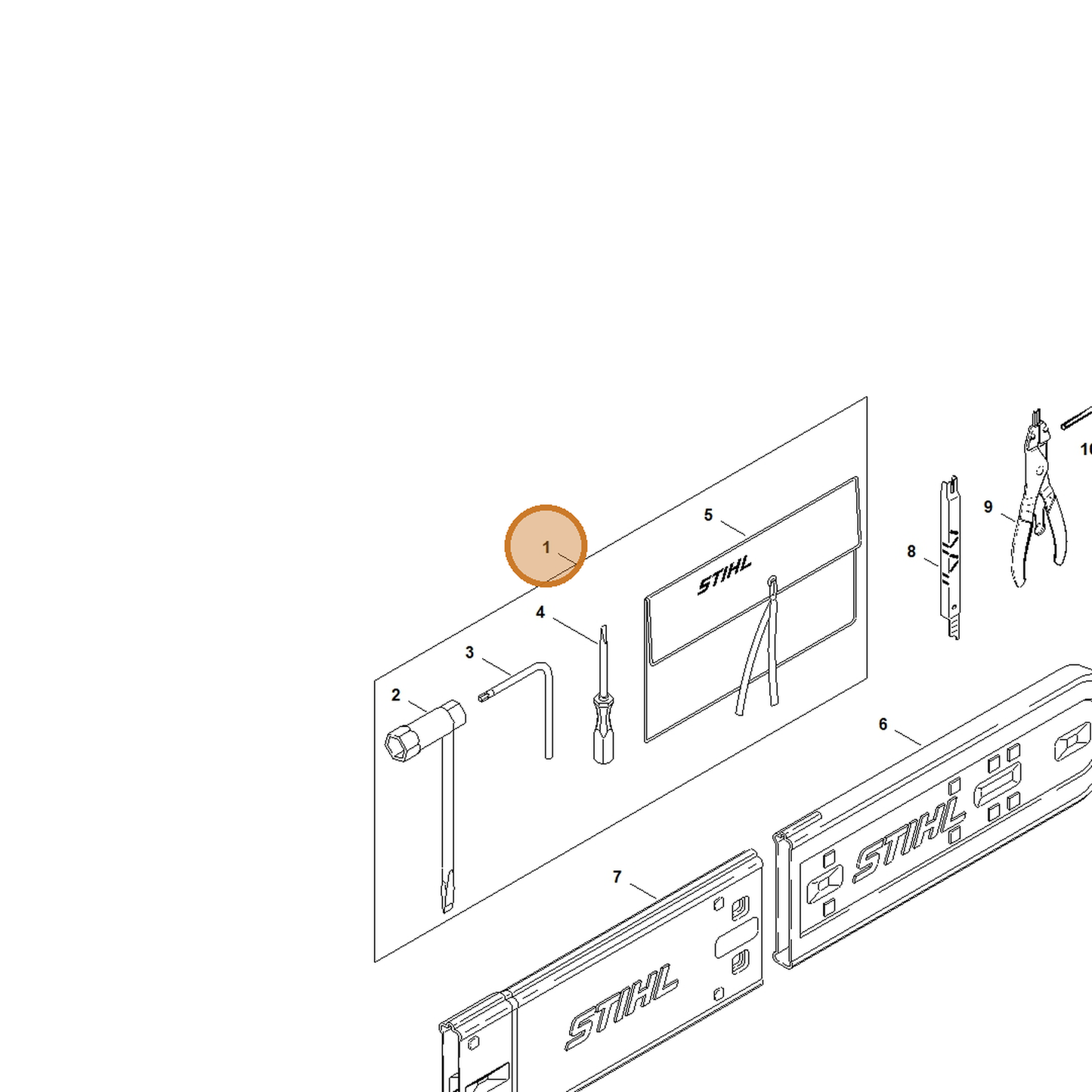 STIHL part 1121-890-1400 — IPL diagram snippet (6x zoom, amber highlight)