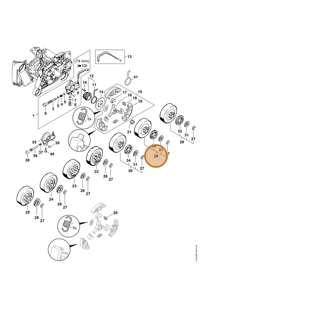 STIHL part 1122-007-1000 — IPL diagram snippet (6x zoom, amber highlight)