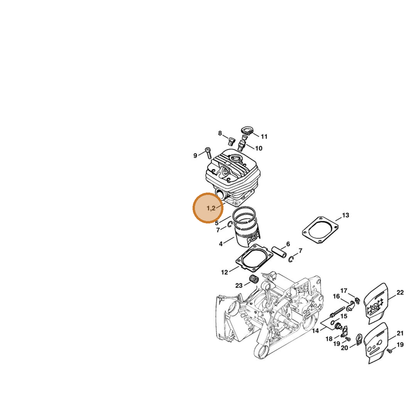 STIHL part 1122-020-1209 — IPL diagram snippet (6x zoom, amber highlight)