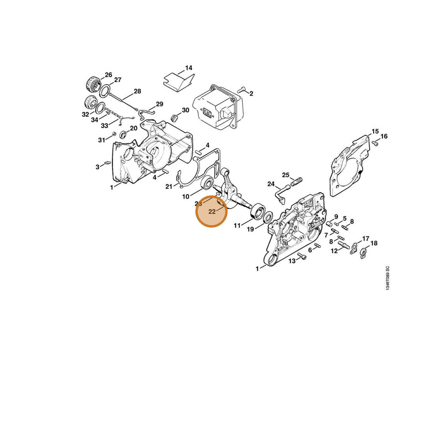 STIHL part 1122-030-0407 — IPL diagram snippet (6x zoom, amber highlight)