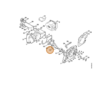 STIHL part 1122-030-0407 — IPL diagram snippet (6x zoom, amber highlight)