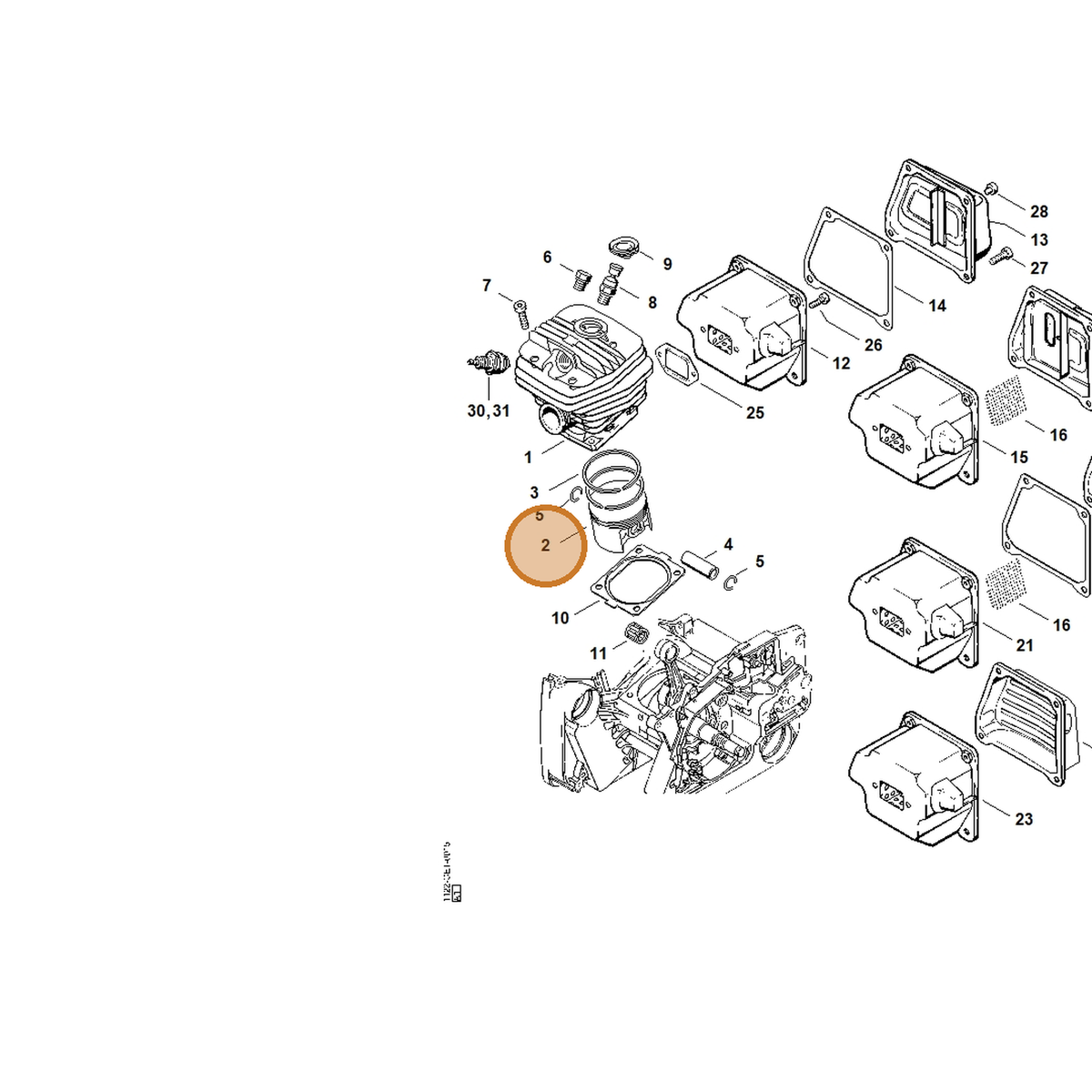 STIHL part 1122-030-2003 — IPL diagram snippet (6x zoom, amber highlight)