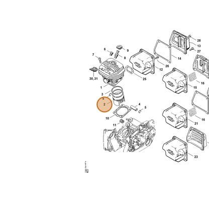 STIHL part 1122-030-2003 — IPL diagram snippet (6x zoom, amber highlight)