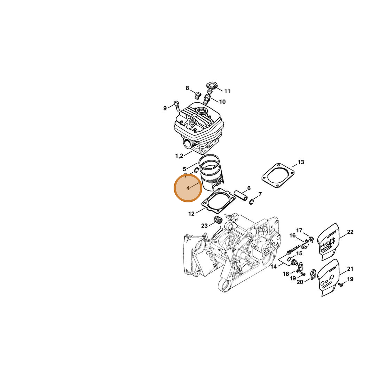 STIHL part 1122-030-2005 — IPL diagram snippet (6x zoom, amber highlight)