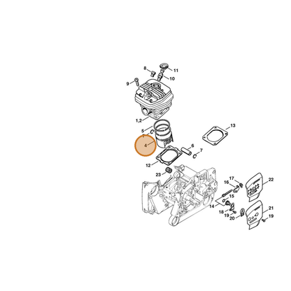 STIHL part 1122-030-2005 — IPL diagram snippet (6x zoom, amber highlight)