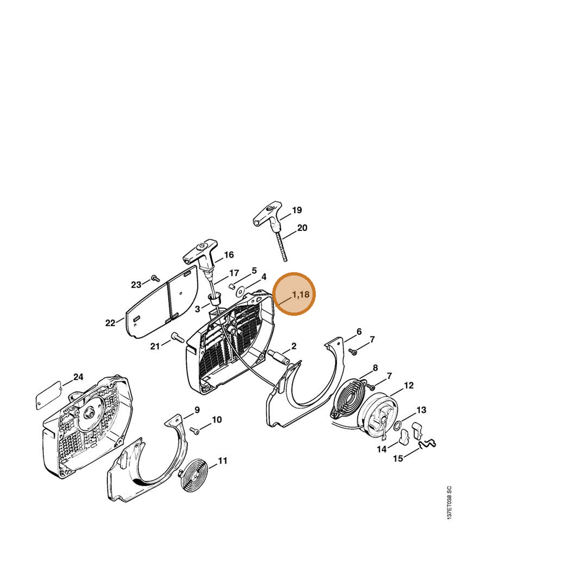 STIHL part 1122-080-1816 — IPL diagram snippet (6x zoom, amber highlight)