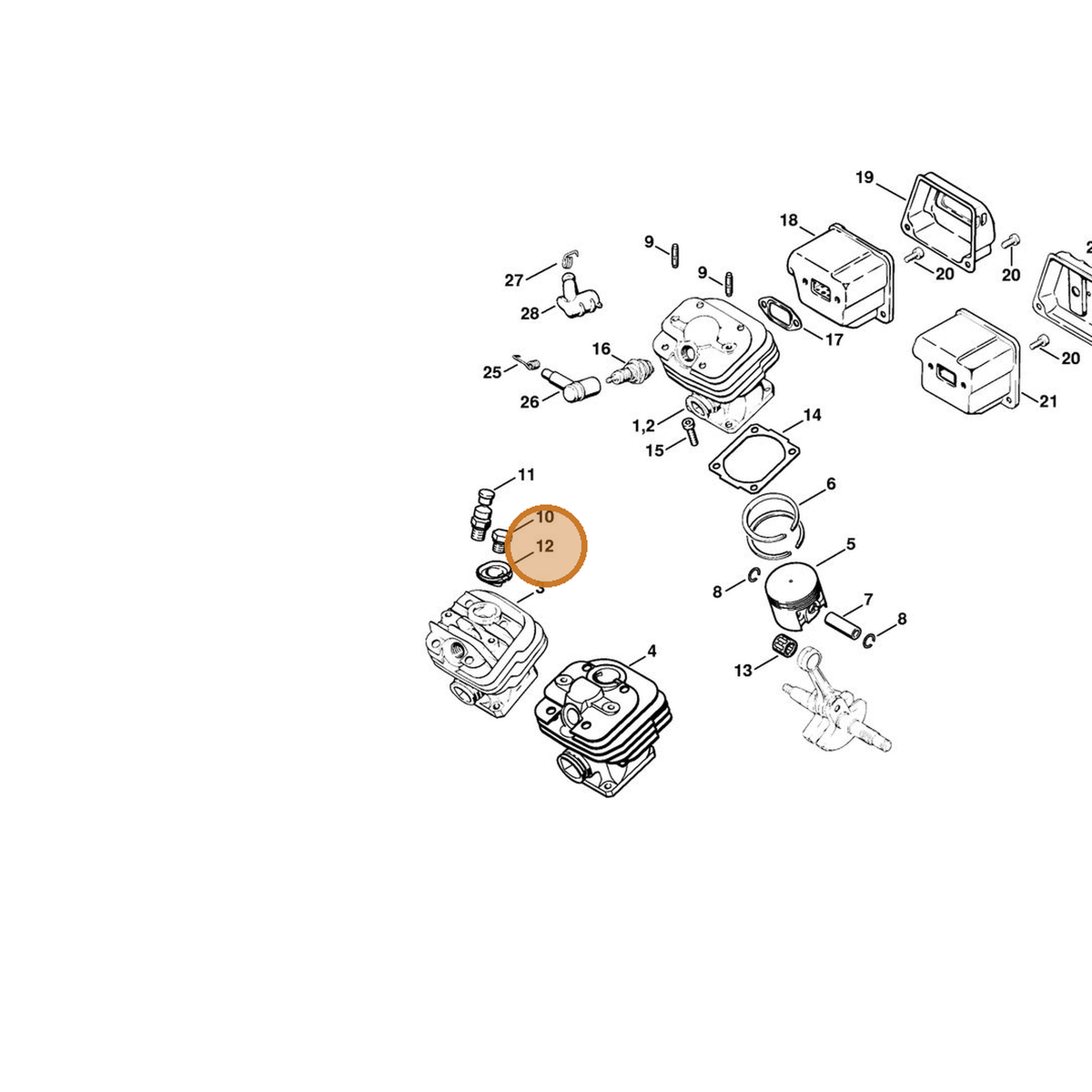 STIHL part 1122-084-1405 — IPL diagram snippet (6x zoom, amber highlight)