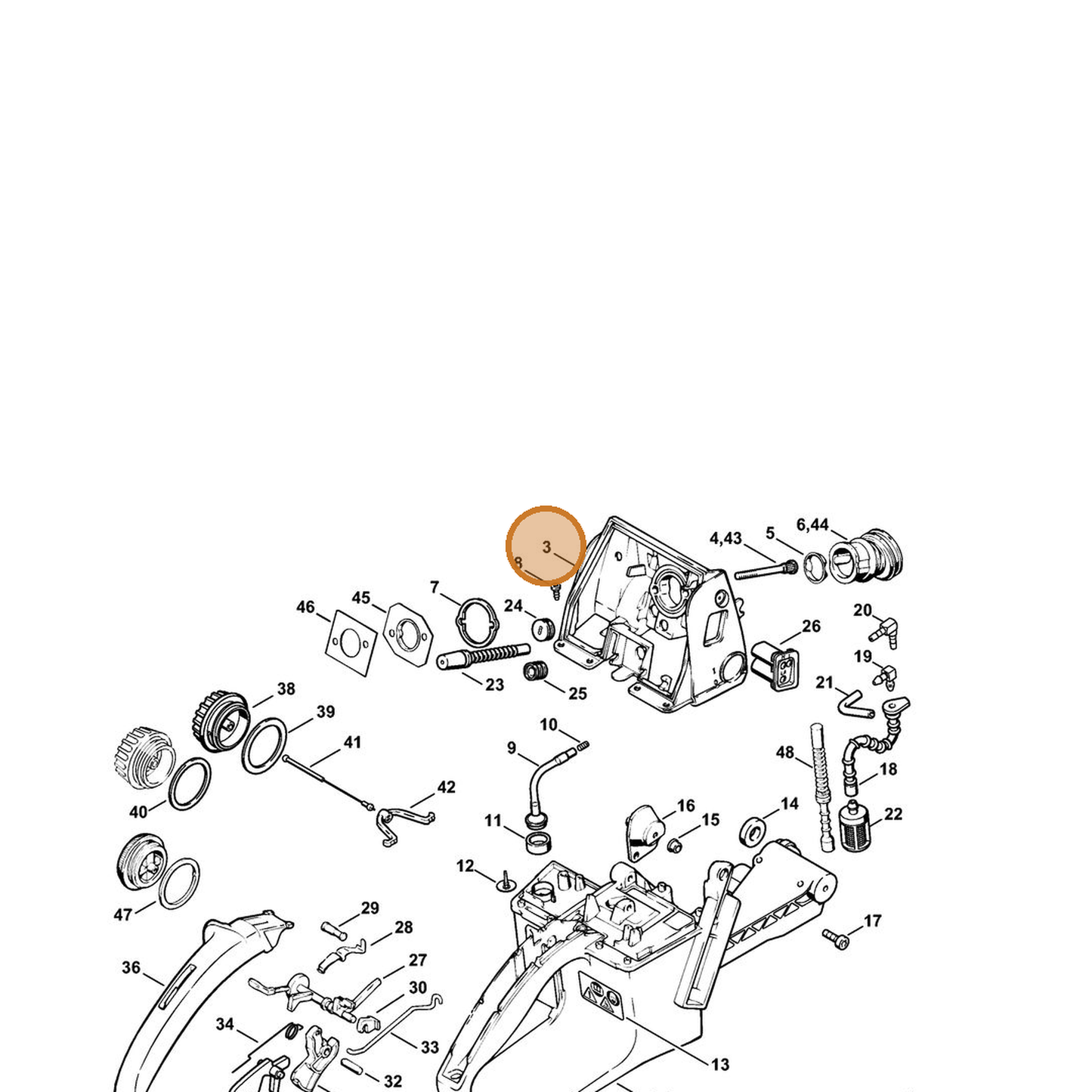 STIHL part 1122-120-0102 — IPL diagram snippet (6x zoom, amber highlight)