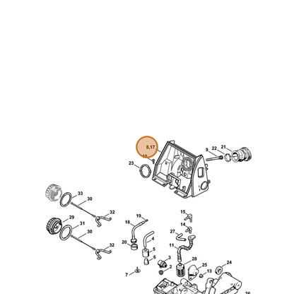 STIHL part 1122-120-0104 — IPL diagram snippet (6x zoom, amber highlight)