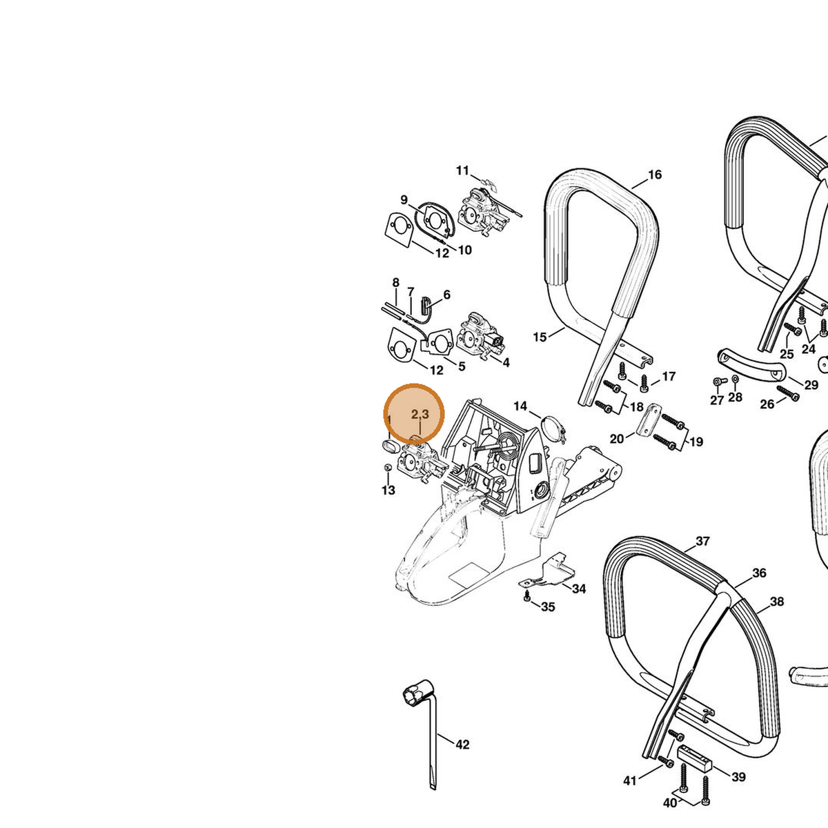 STIHL part 1122-120-0621 — IPL diagram snippet (6x zoom, amber highlight)