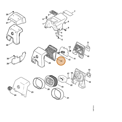 STIHL part 1122-120-1615 — IPL diagram snippet (6x zoom, amber highlight)