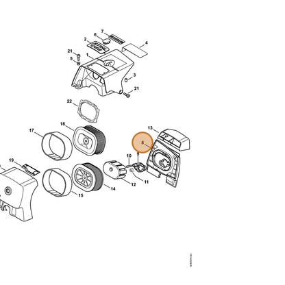 STIHL part 1122-120-3402 — IPL diagram snippet (6x zoom, amber highlight)