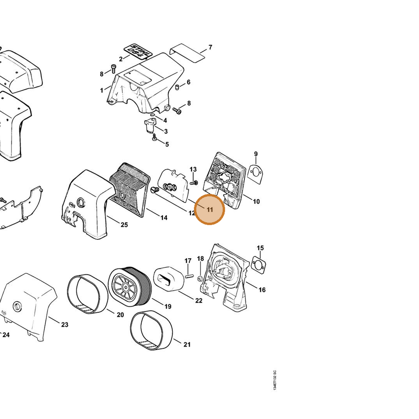 STIHL part 1122-120-4101 — IPL diagram snippet (6x zoom, amber highlight)