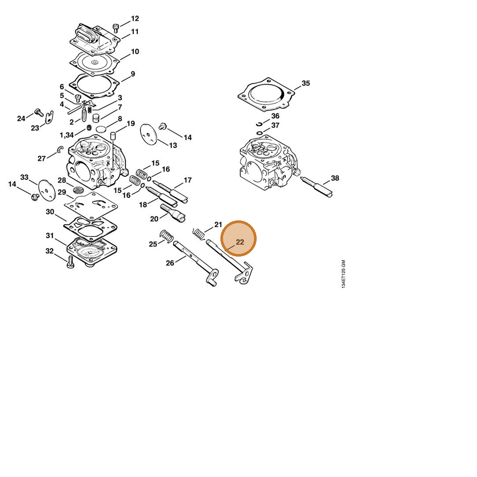 STIHL part 1122-120-7101 — IPL diagram snippet (6x zoom, amber highlight)