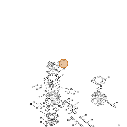 STIHL part 1122-121-0805 — IPL diagram snippet (6x zoom, amber highlight)