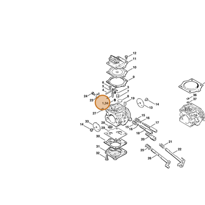 STIHL part 1122-121-5603 — IPL diagram snippet (6x zoom, amber highlight)