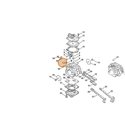 STIHL part 1122-121-5604 — IPL diagram snippet (6x zoom, amber highlight)