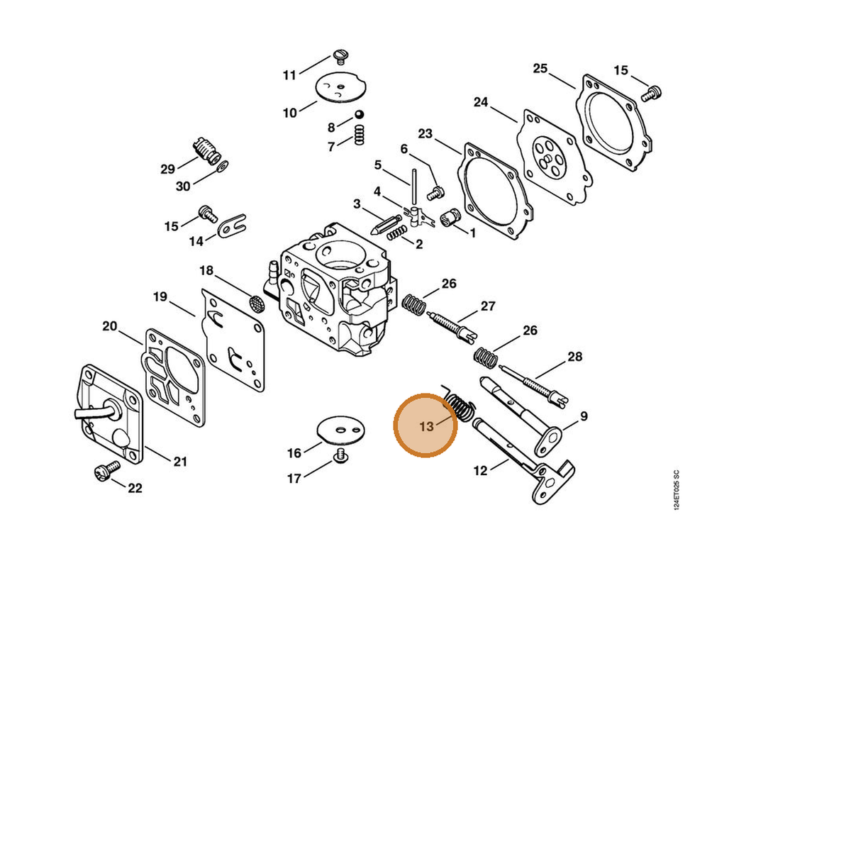 STIHL part 1122-122-3200 — IPL diagram snippet (6x zoom, amber highlight)