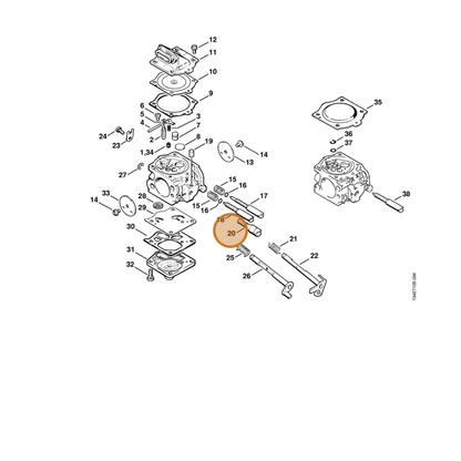 STIHL part 1122-122-6200 — IPL diagram snippet (6x zoom, amber highlight)