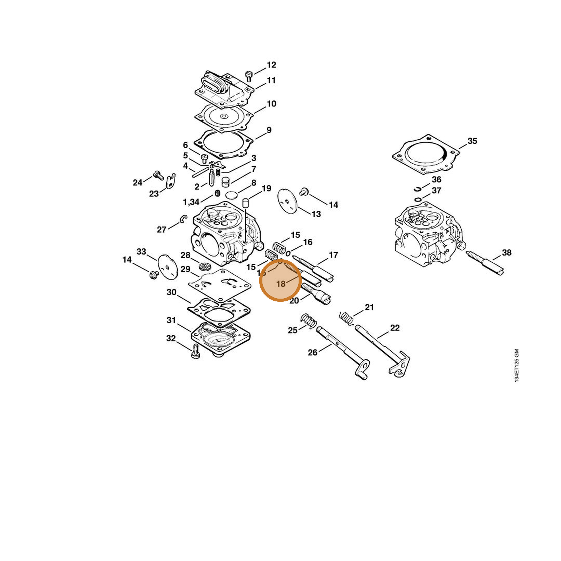 STIHL part 1122-122-6706 — IPL diagram snippet (6x zoom, amber highlight)