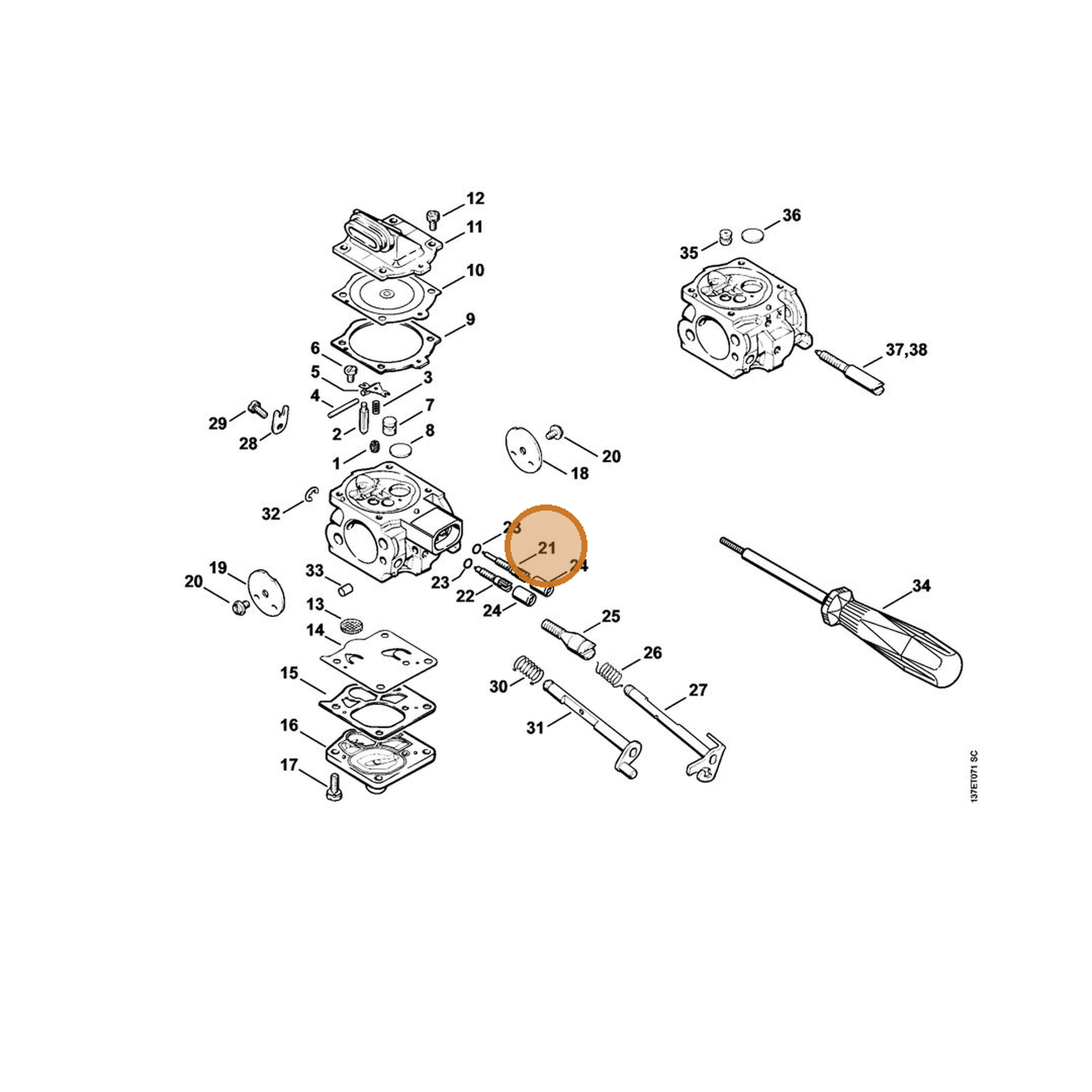 STIHL part 1122-122-6803 — IPL diagram snippet (6x zoom, amber highlight)