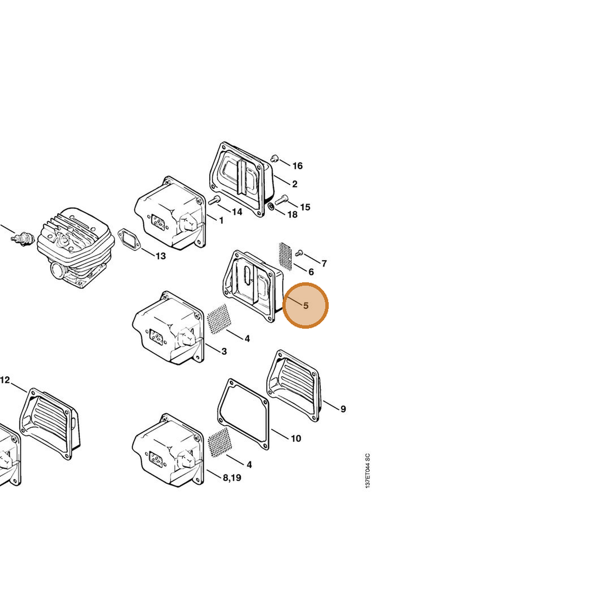 STIHL part 1122-140-0800 — IPL diagram snippet (6x zoom, amber highlight)