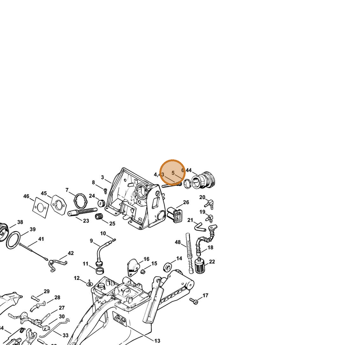 STIHL part 1122-141-1805 — IPL diagram snippet (6x zoom, amber highlight)