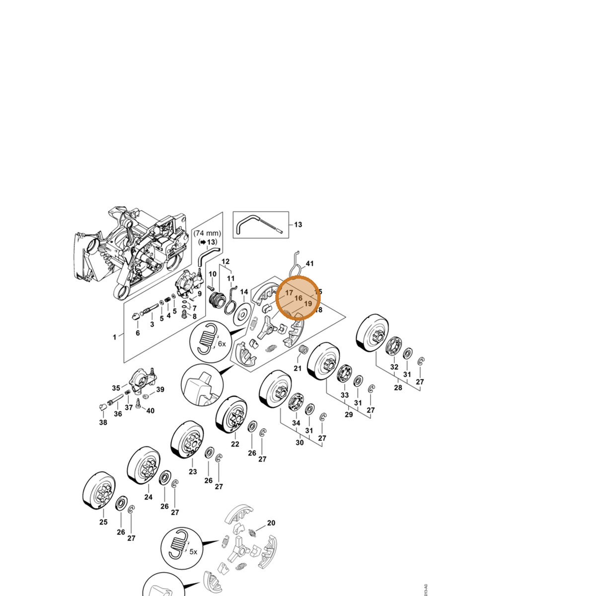 STIHL part 1122-160-2300 — IPL diagram snippet (6x zoom, amber highlight)