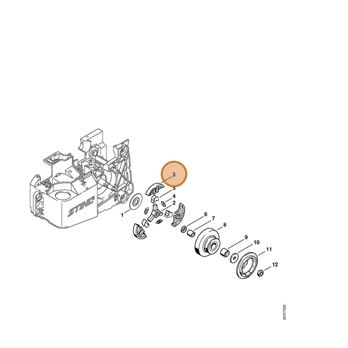 STIHL part 1122-162-0800 — IPL diagram snippet (6x zoom, amber highlight)