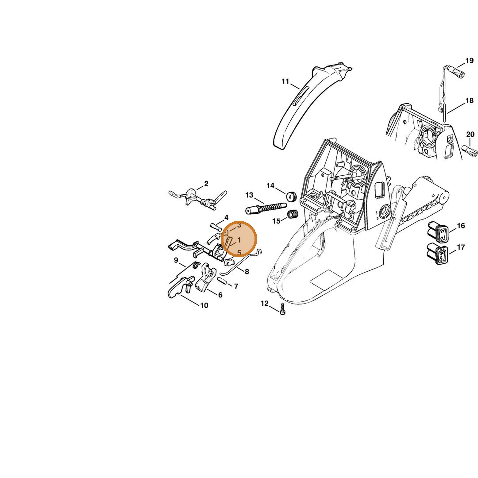 STIHL part 1122-182-0902 — IPL diagram snippet (6x zoom, amber highlight)