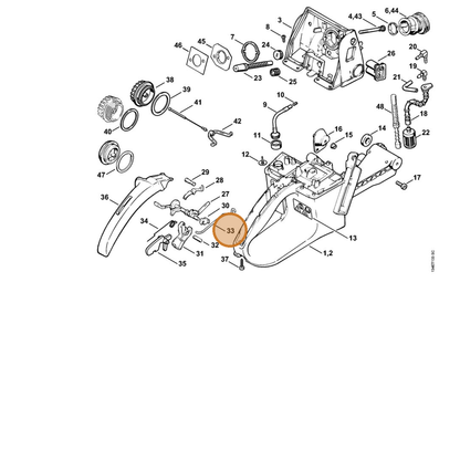 STIHL part 1122-182-1502 — IPL diagram snippet (6x zoom, amber highlight)