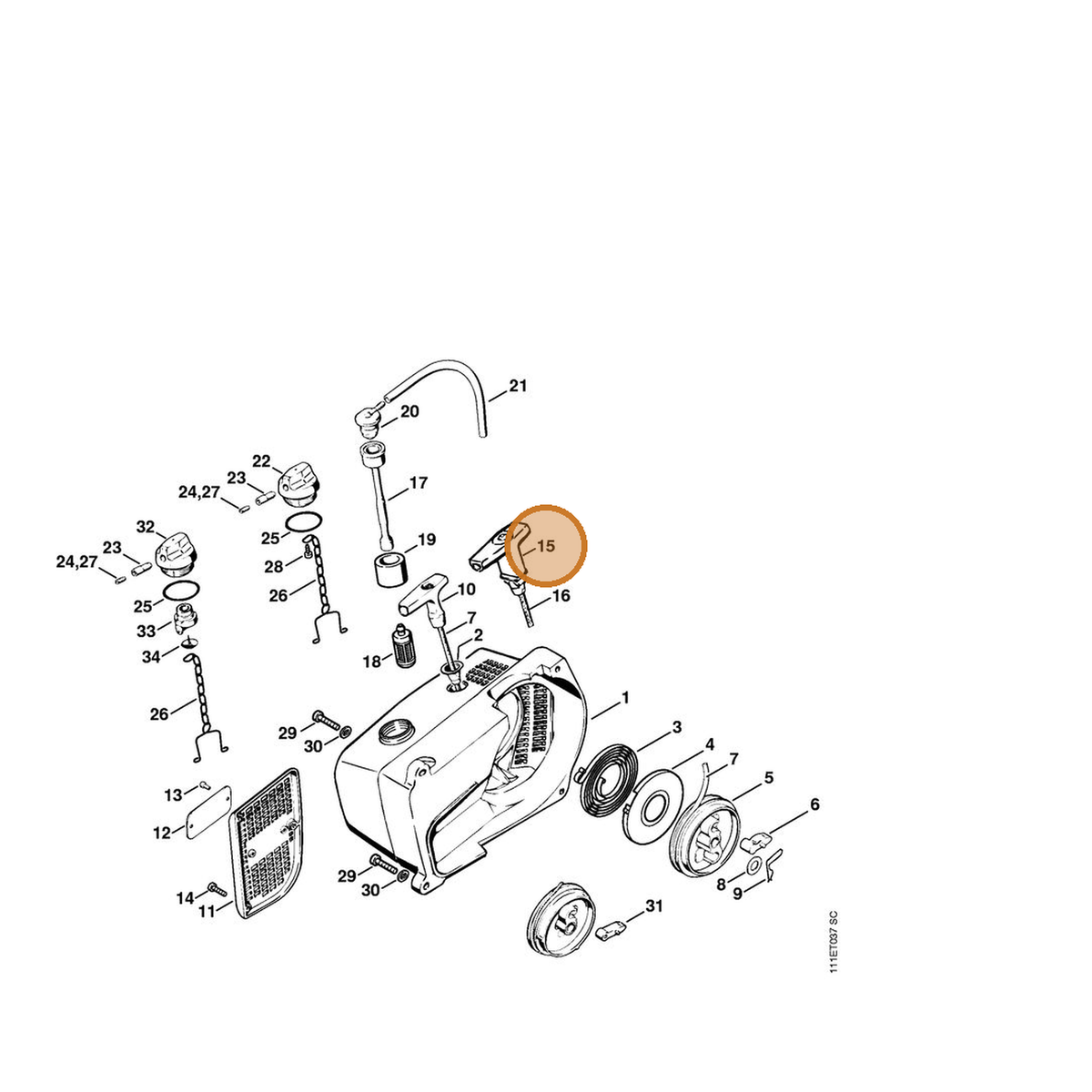 STIHL part 1122-190-3400 — IPL diagram snippet (6x zoom, amber highlight)