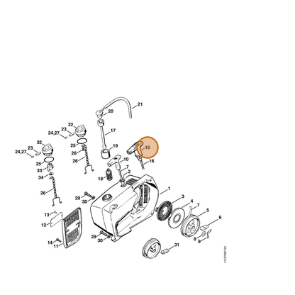 STIHL part 1122-190-3400 — IPL diagram snippet (6x zoom, amber highlight)