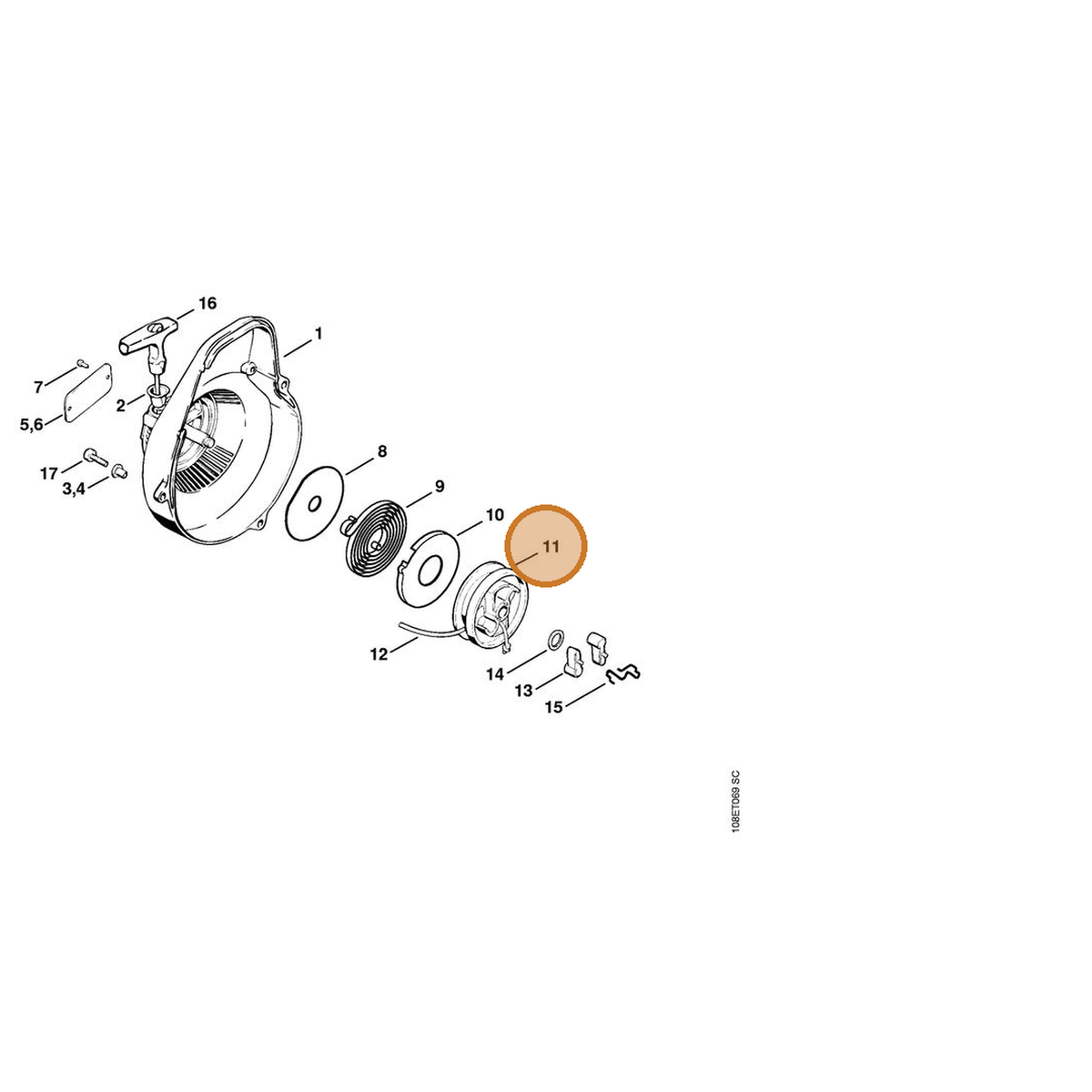 STIHL part 1122-195-0400 — IPL diagram snippet (6x zoom, amber highlight)