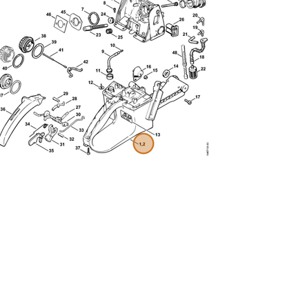 STIHL part 1122-350-0827 — IPL diagram snippet (6x zoom, amber highlight)