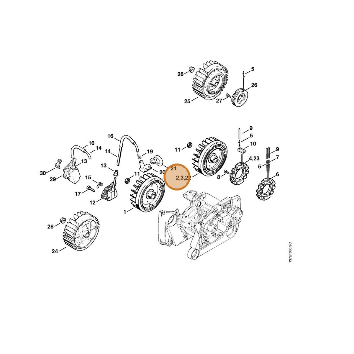 STIHL part 1122-400-1218 — IPL diagram snippet (6x zoom, amber highlight)