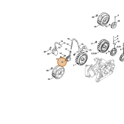 STIHL part 1122-400-1314 — IPL diagram snippet (6x zoom, amber highlight)