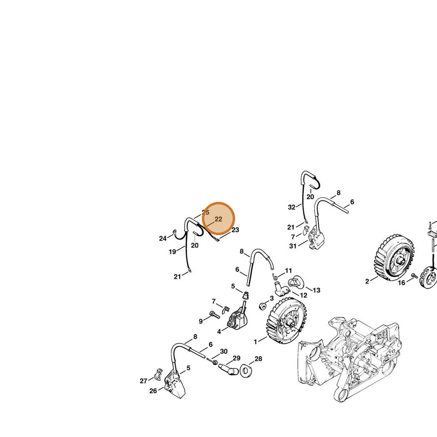 STIHL part 1122-440-2201 — IPL diagram snippet (6x zoom, amber highlight)