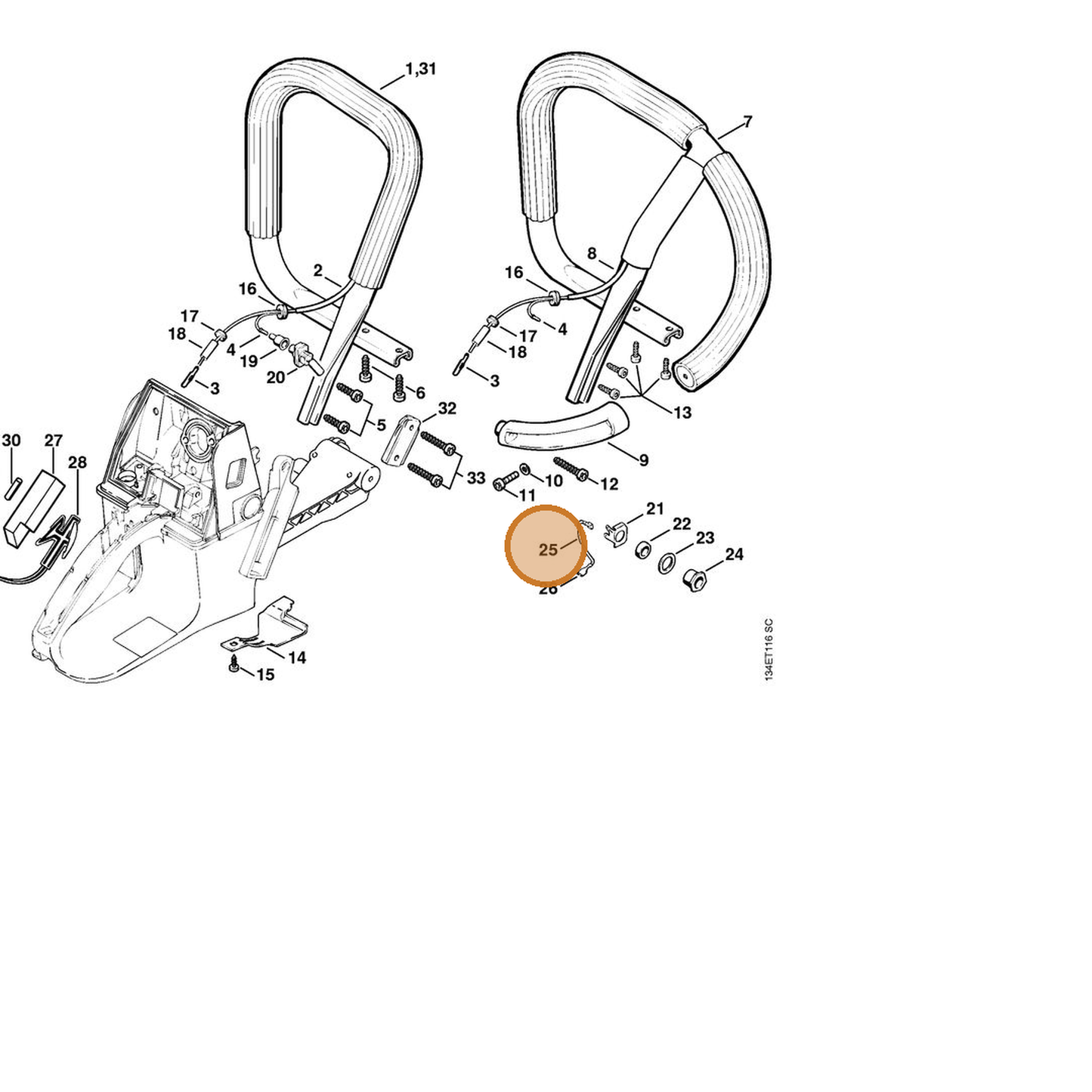 STIHL part 1122-440-2205 — IPL diagram snippet (6x zoom, amber highlight)