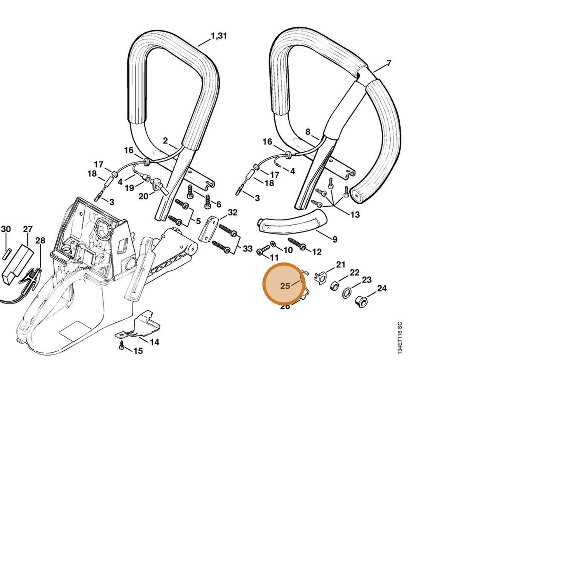 STIHL part 1122-440-2205 — IPL diagram snippet (6x zoom, amber highlight)