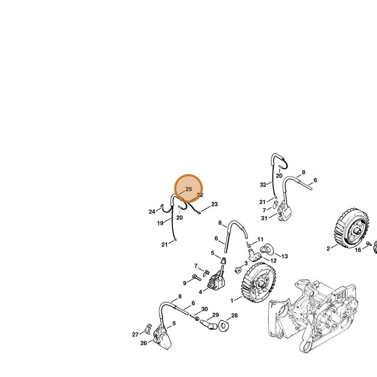 STIHL part 1122-442-0400 — IPL diagram snippet (6x zoom, amber highlight)