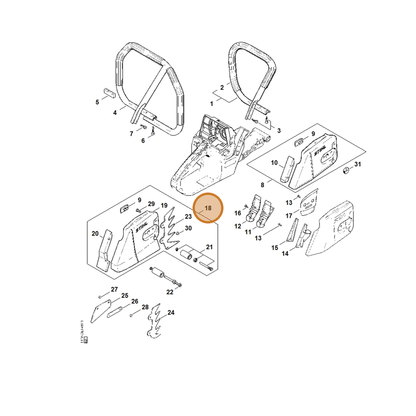 STIHL part 1122-640-1711 — IPL diagram snippet (6x zoom, amber highlight)