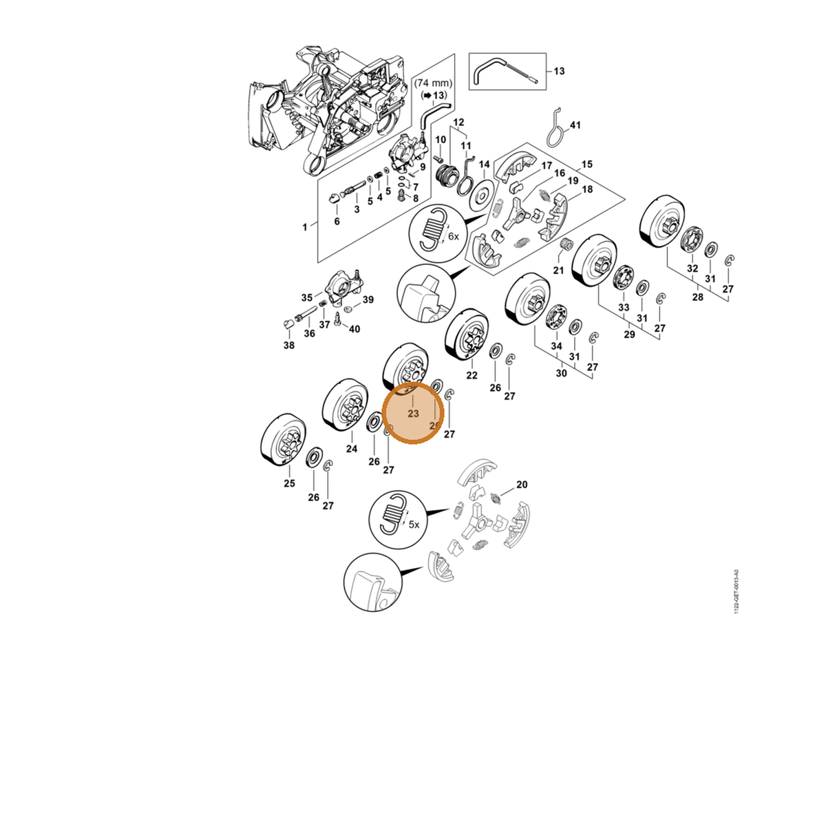 STIHL part 1122-640-2000 — IPL diagram snippet (6x zoom, amber highlight)