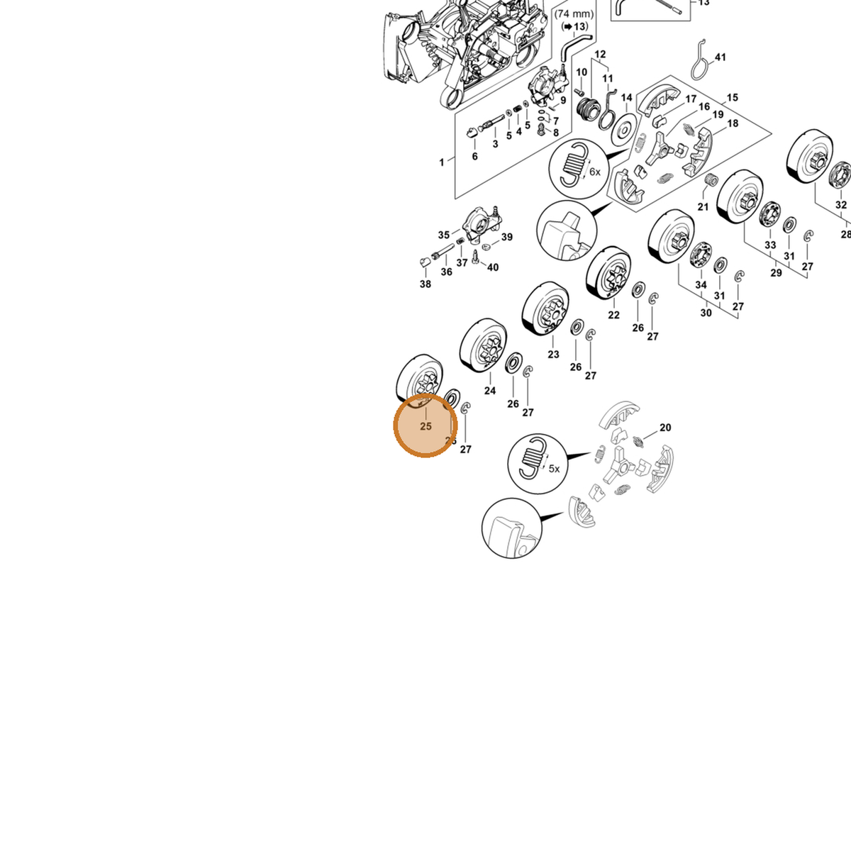 STIHL part 1122-640-2002 — IPL diagram snippet (6x zoom, amber highlight)