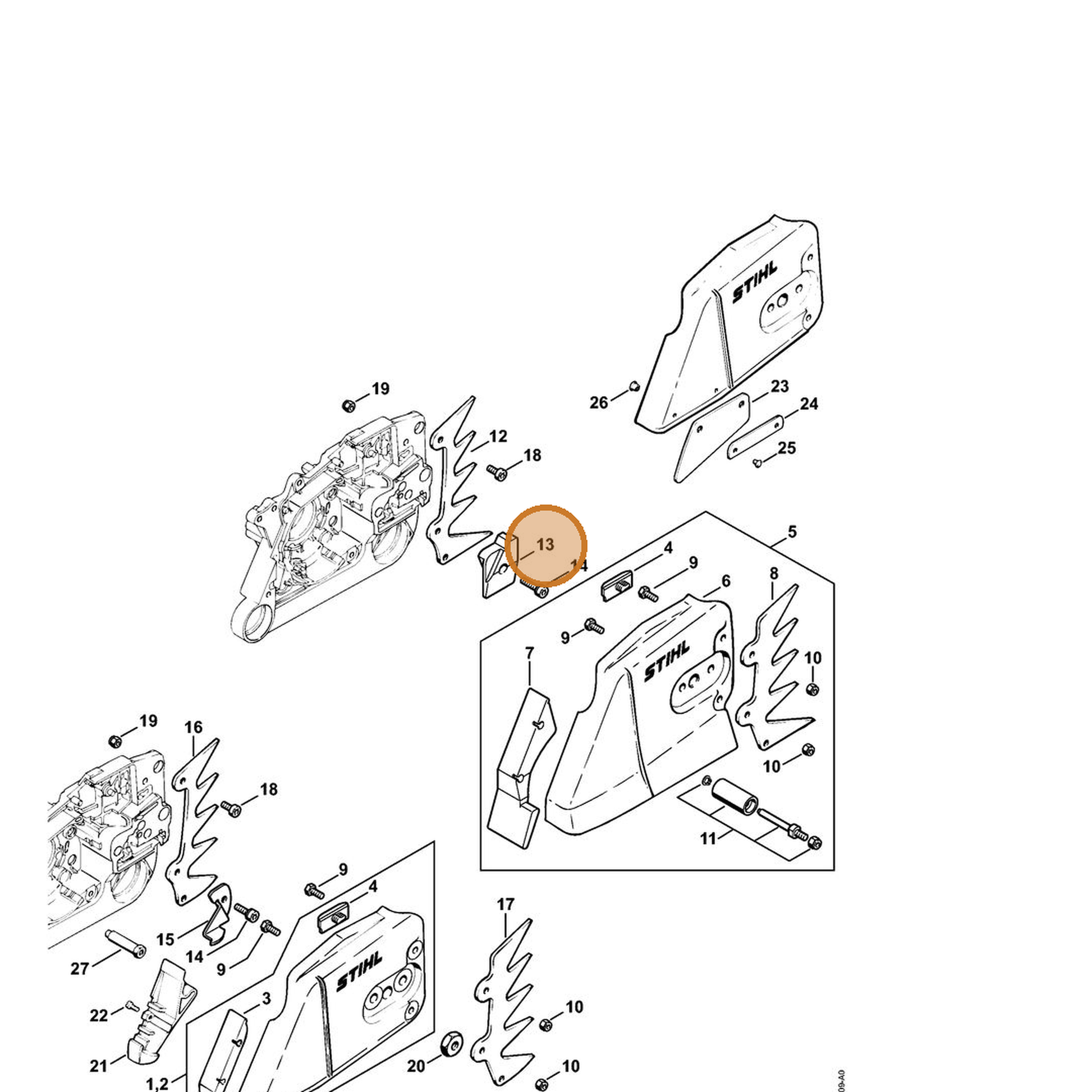 STIHL part 1122-640-8300 — IPL diagram snippet (6x zoom, amber highlight)