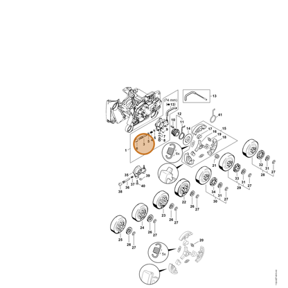 STIHL part 1122-647-0601 — IPL diagram snippet (6x zoom, amber highlight)